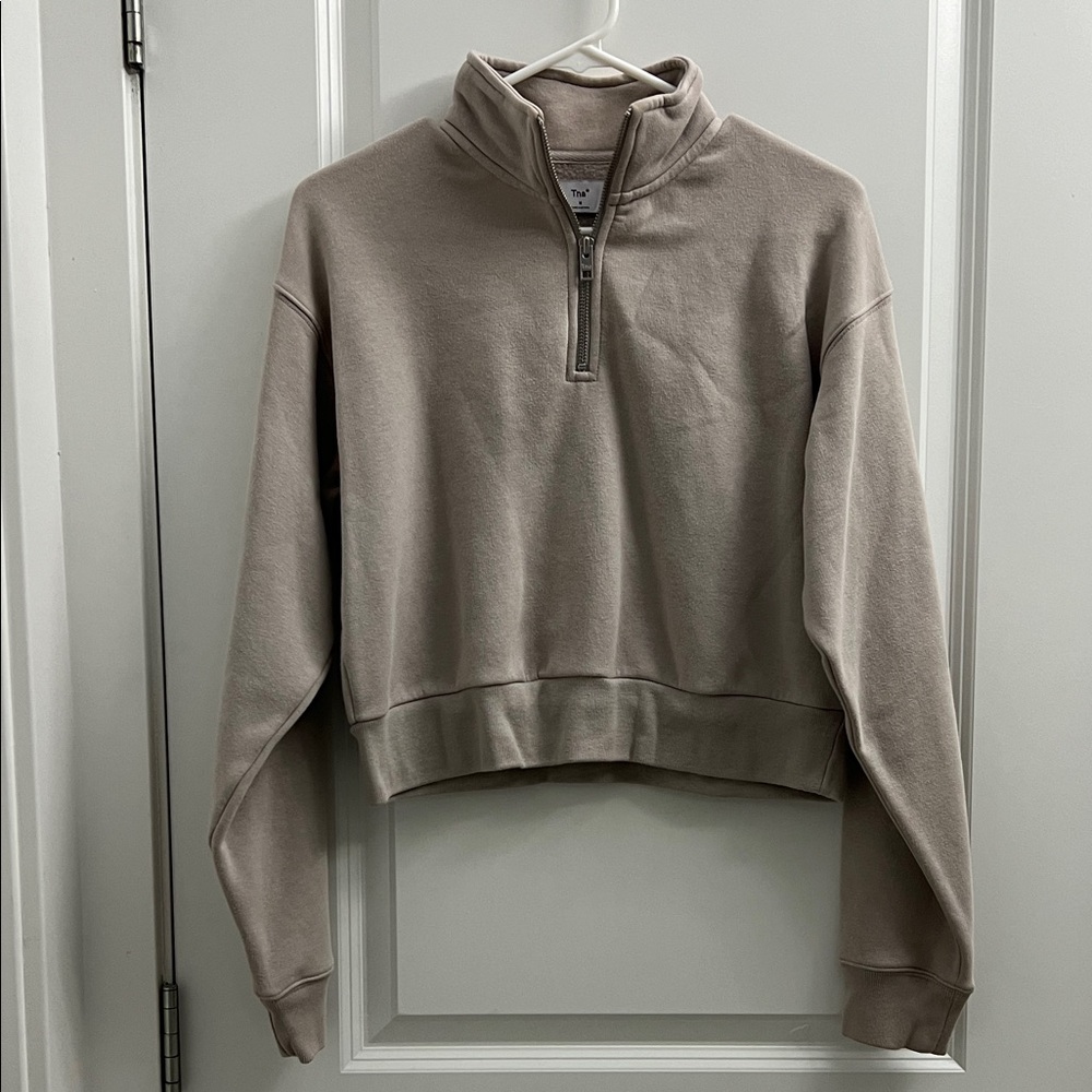 ARITZIA TNA Taupe Quarter-Zip Sweatshirt- MEDIUM